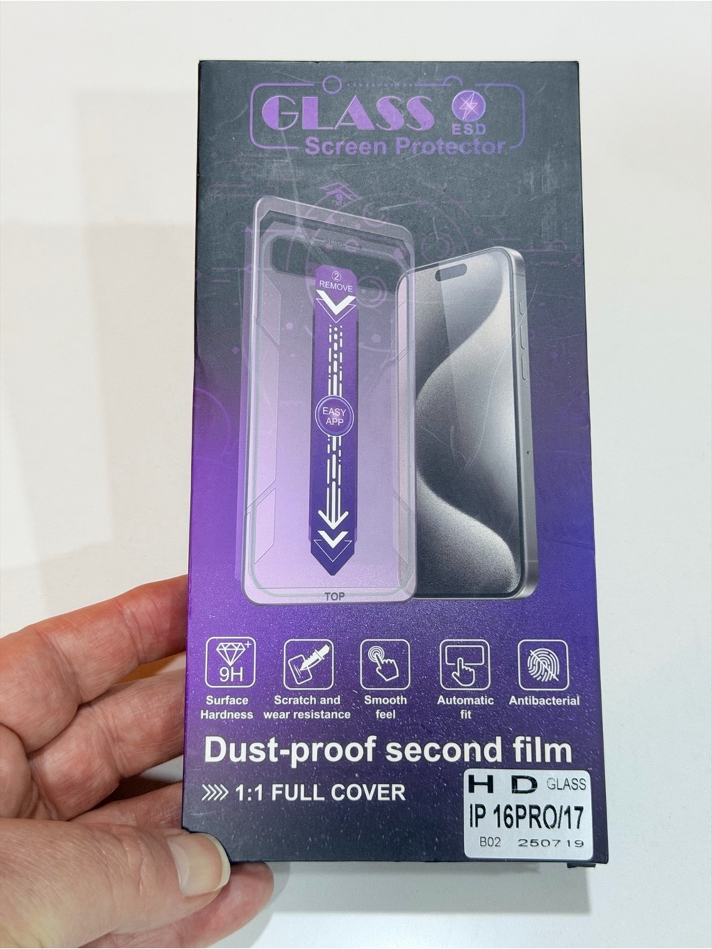 Glass Screen Protector for iPhone 16 Pro/17 - Purple